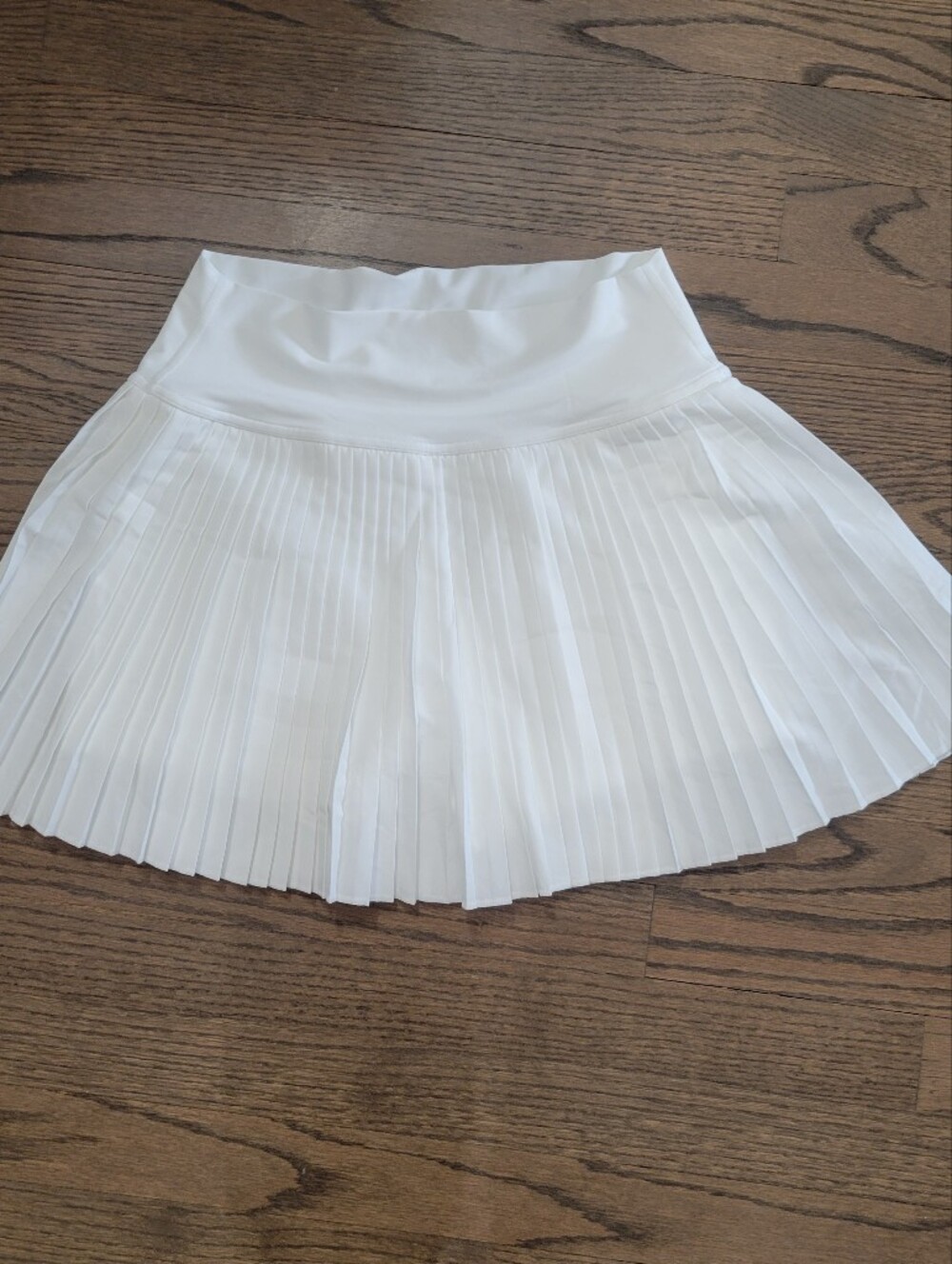 White Pleated Circle Skirt with Smooth Waistband